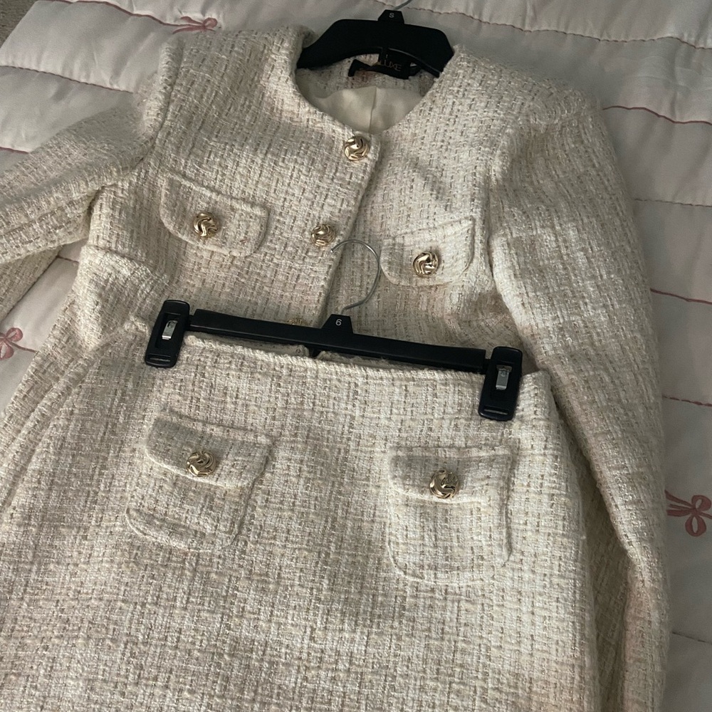 Tweed Skirt Set With Blazer